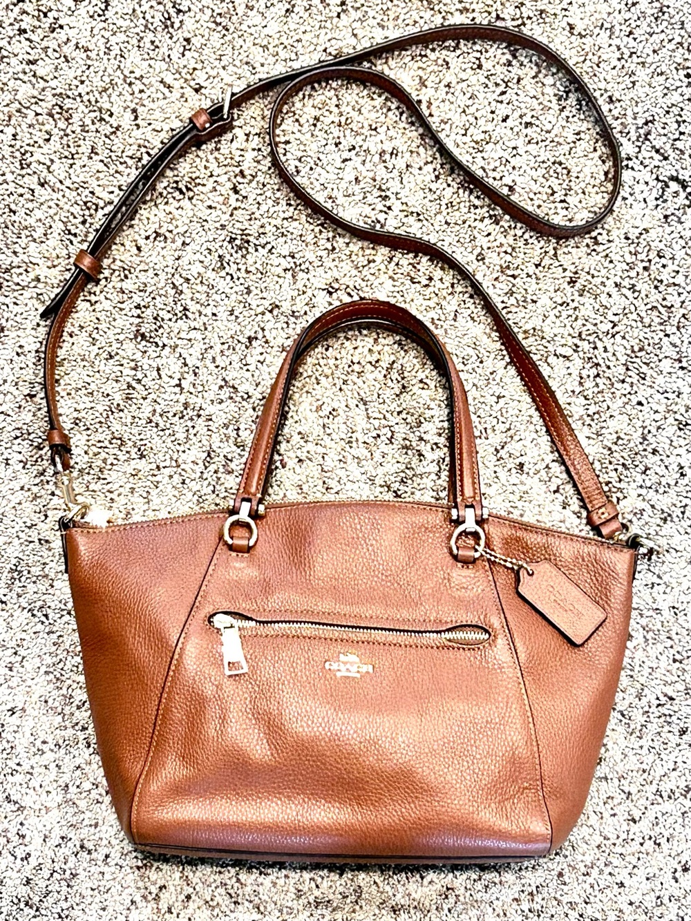 Coach Prairie Pebbled Leather Satchel Saddle Brown Crossbody Strap 79997 CLEAN!